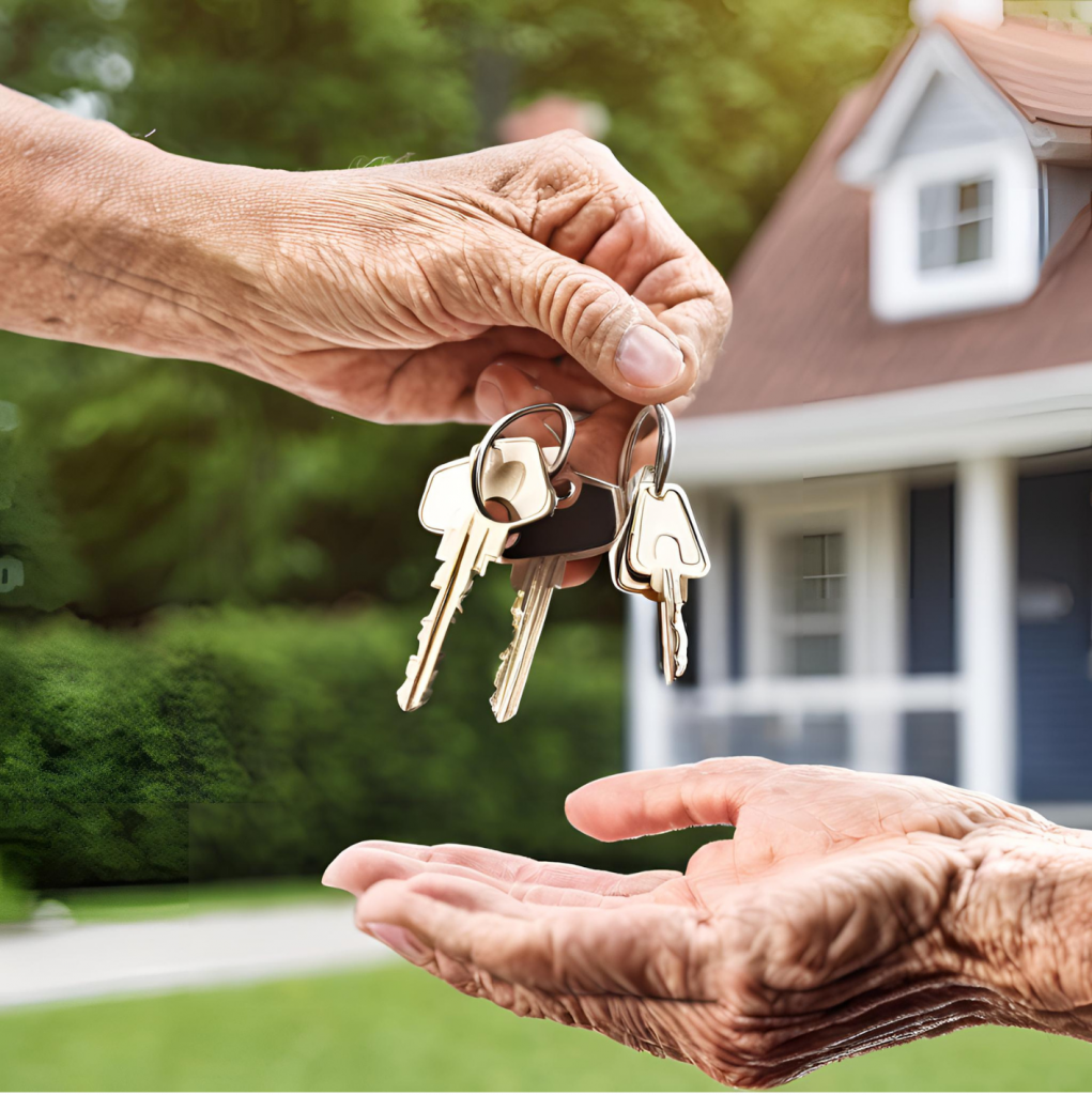 abuelos entregando llaves de casa